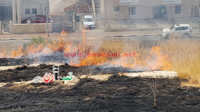 كفر قاسم -فيديو:اندلاع حريق في منتزة عبد الكريم قاسم وطواقم الاطفاء تسيطر على الحريق